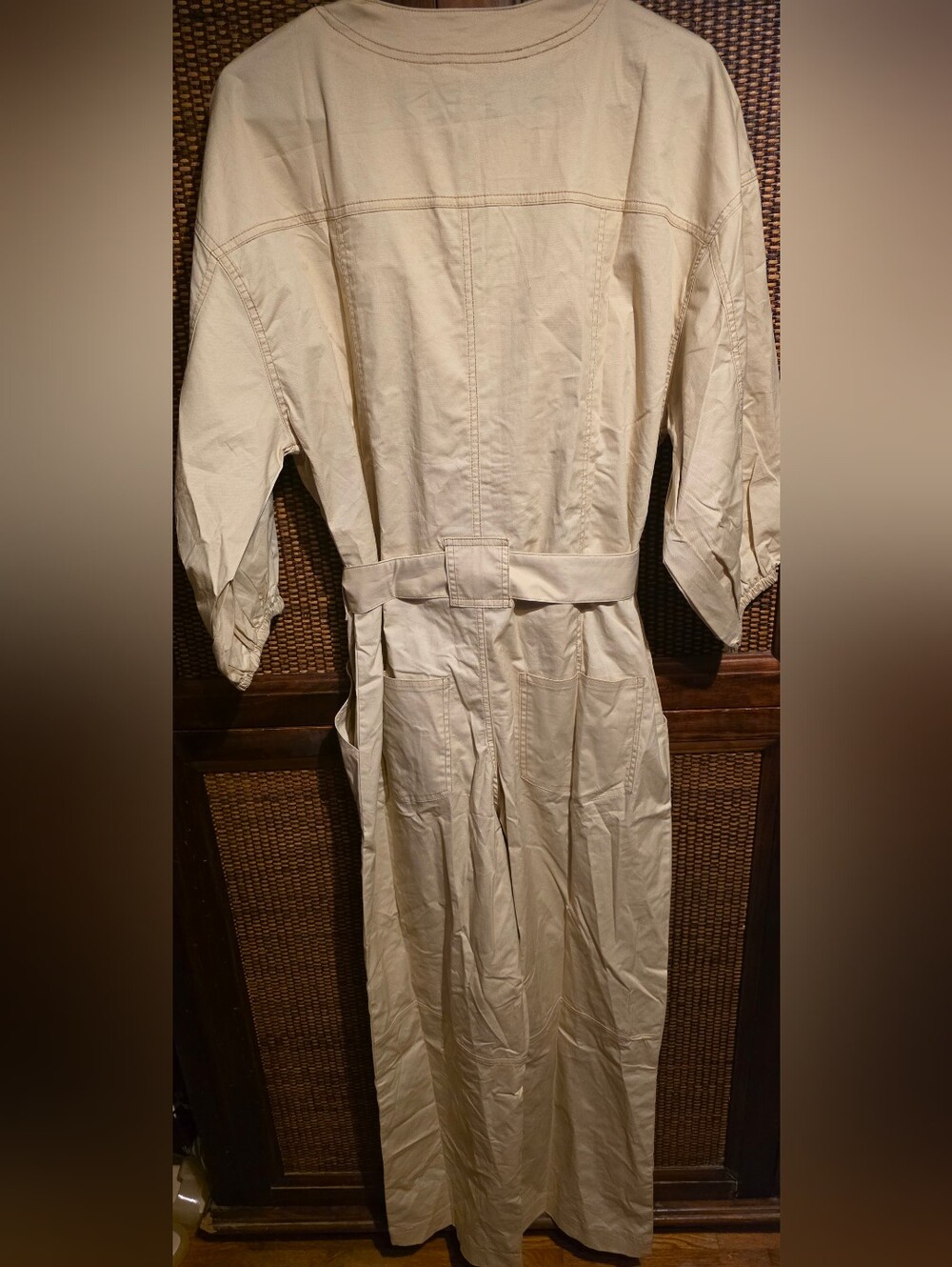Strut & Bolt NWT Large Womens Beige Utility Belted Jumpsuit PTP 21 Inseam 29 - Picture 5 of 8